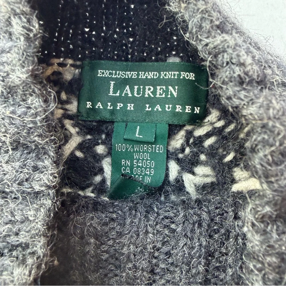 vtg Ralph Lauren Nordic Aztec Handknit Wool Sweater vintage lodge Scandi - Picture 3 of 4